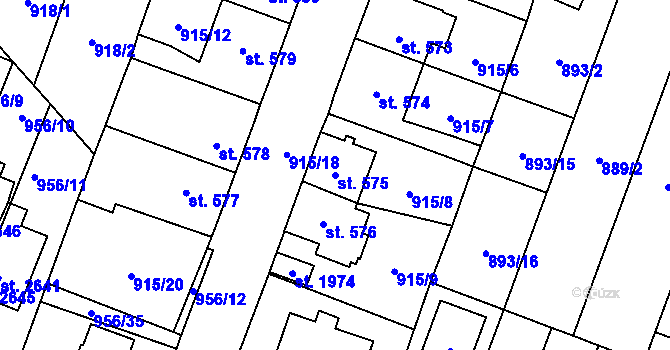 Parcela st. 575 v KÚ Kateřinky u Opavy, Katastrální mapa