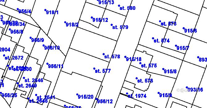 Parcela st. 578 v KÚ Kateřinky u Opavy, Katastrální mapa