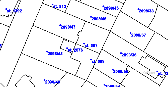 Parcela st. 607 v KÚ Kateřinky u Opavy, Katastrální mapa