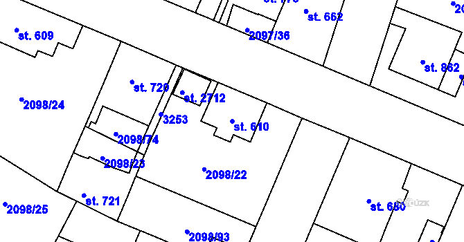 Parcela st. 610 v KÚ Kateřinky u Opavy, Katastrální mapa