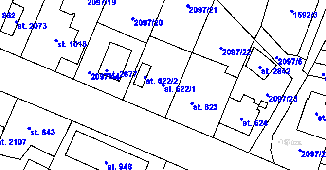 Parcela st. 622/1 v KÚ Kateřinky u Opavy, Katastrální mapa