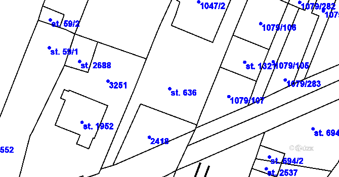Parcela st. 636 v KÚ Kateřinky u Opavy, Katastrální mapa