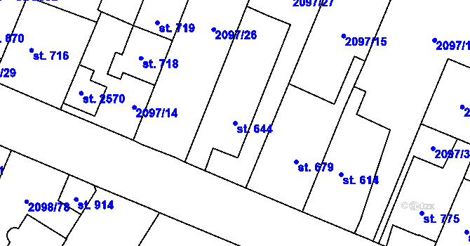 Parcela st. 644 v KÚ Kateřinky u Opavy, Katastrální mapa