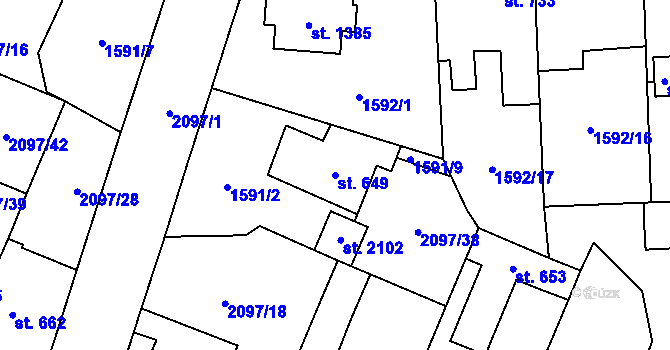 Parcela st. 649 v KÚ Kateřinky u Opavy, Katastrální mapa