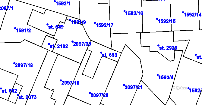 Parcela st. 653 v KÚ Kateřinky u Opavy, Katastrální mapa
