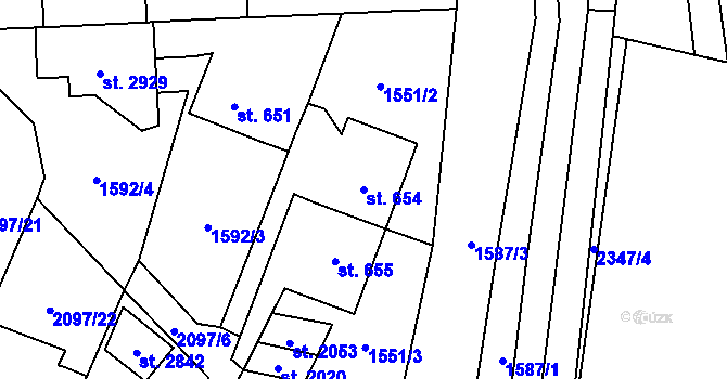 Parcela st. 654 v KÚ Kateřinky u Opavy, Katastrální mapa