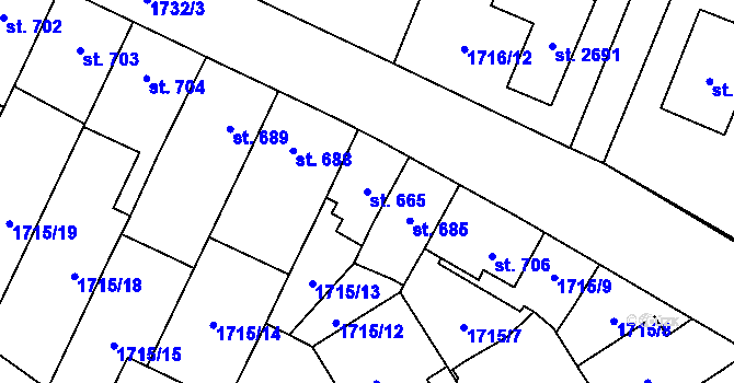Parcela st. 665 v KÚ Kateřinky u Opavy, Katastrální mapa