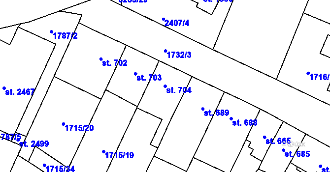 Parcela st. 704 v KÚ Kateřinky u Opavy, Katastrální mapa