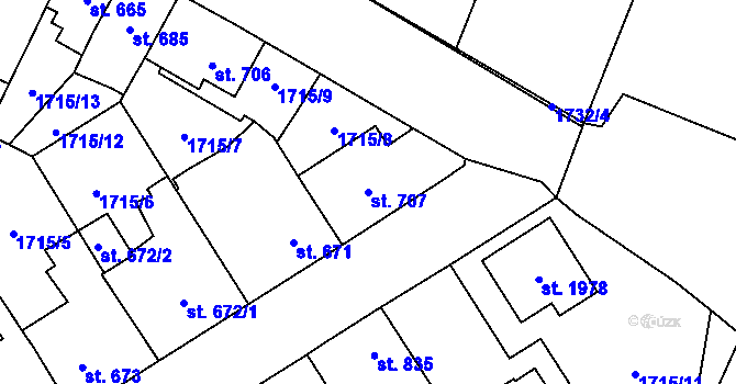 Parcela st. 707 v KÚ Kateřinky u Opavy, Katastrální mapa