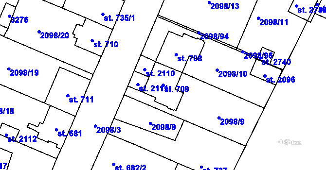 Parcela st. 709 v KÚ Kateřinky u Opavy, Katastrální mapa