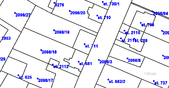 Parcela st. 711 v KÚ Kateřinky u Opavy, Katastrální mapa