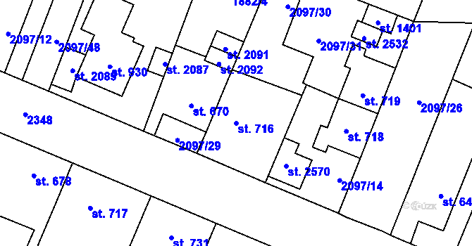 Parcela st. 716 v KÚ Kateřinky u Opavy, Katastrální mapa