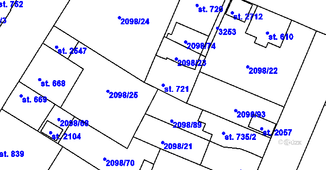 Parcela st. 721 v KÚ Kateřinky u Opavy, Katastrální mapa