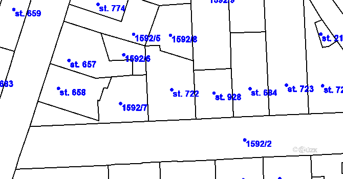Parcela st. 722 v KÚ Kateřinky u Opavy, Katastrální mapa