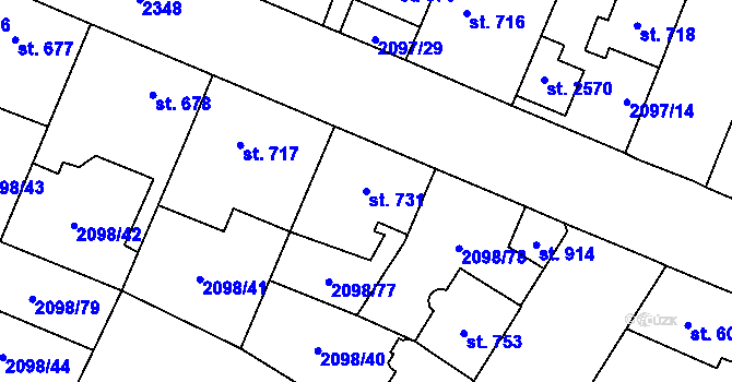 Parcela st. 731 v KÚ Kateřinky u Opavy, Katastrální mapa