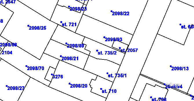 Parcela st. 735/2 v KÚ Kateřinky u Opavy, Katastrální mapa