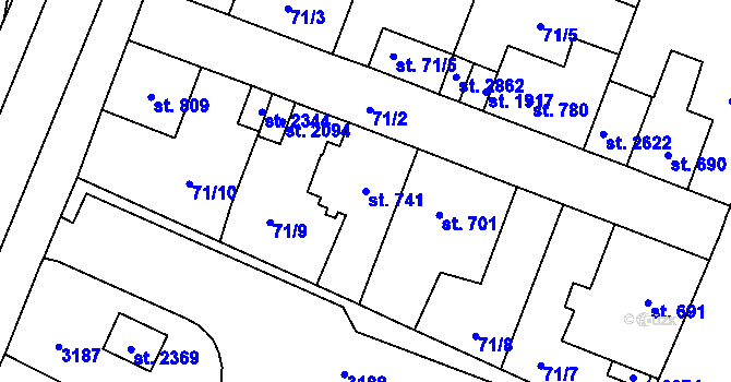 Parcela st. 741 v KÚ Kateřinky u Opavy, Katastrální mapa