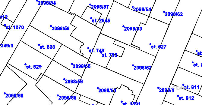 Parcela st. 750 v KÚ Kateřinky u Opavy, Katastrální mapa