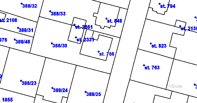 Parcela st. 756 v KÚ Kateřinky u Opavy, Katastrální mapa