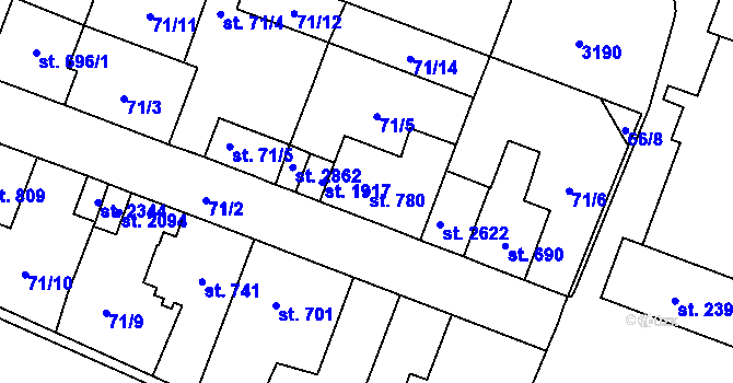 Parcela st. 780 v KÚ Kateřinky u Opavy, Katastrální mapa
