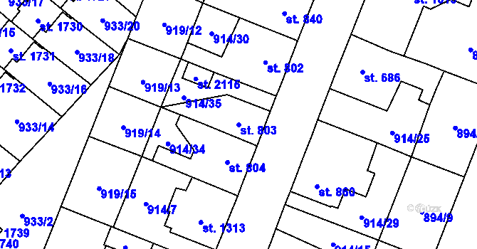Parcela st. 803 v KÚ Kateřinky u Opavy, Katastrální mapa