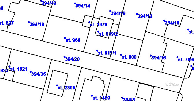 Parcela st. 819/1 v KÚ Kateřinky u Opavy, Katastrální mapa