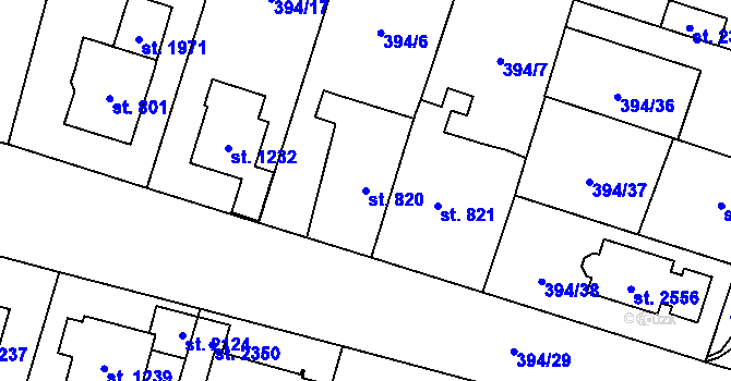 Parcela st. 820 v KÚ Kateřinky u Opavy, Katastrální mapa