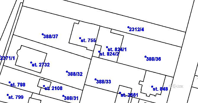 Parcela st. 824/2 v KÚ Kateřinky u Opavy, Katastrální mapa