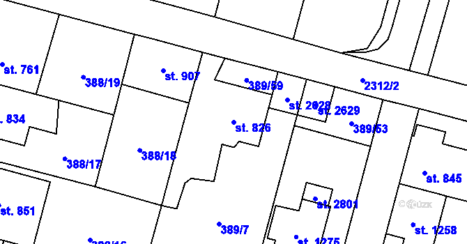 Parcela st. 826 v KÚ Kateřinky u Opavy, Katastrální mapa