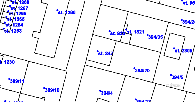 Parcela st. 847 v KÚ Kateřinky u Opavy, Katastrální mapa