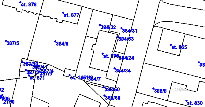 Parcela st. 876 v KÚ Kateřinky u Opavy, Katastrální mapa