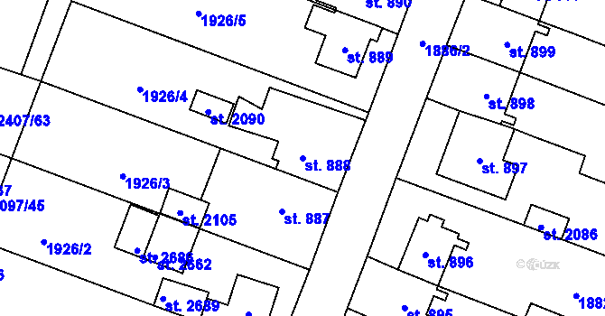 Parcela st. 888 v KÚ Kateřinky u Opavy, Katastrální mapa