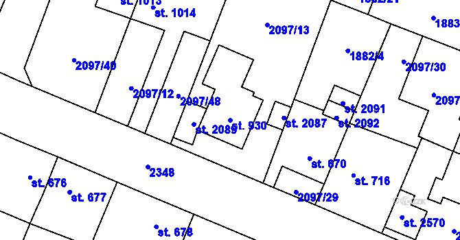 Parcela st. 930 v KÚ Kateřinky u Opavy, Katastrální mapa