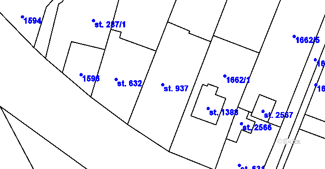 Parcela st. 937 v KÚ Kateřinky u Opavy, Katastrální mapa