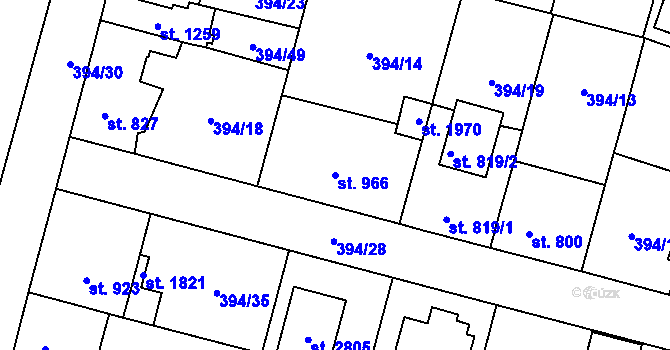 Parcela st. 966 v KÚ Kateřinky u Opavy, Katastrální mapa
