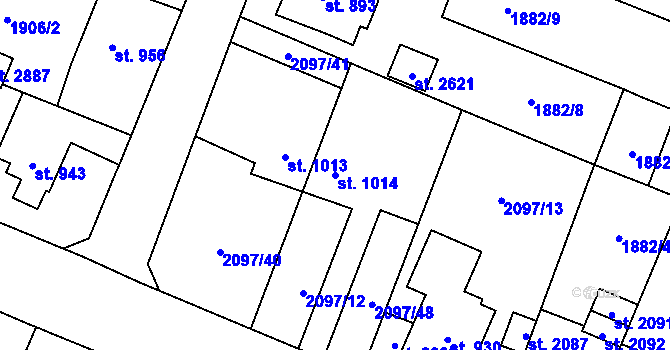 Parcela st. 1014 v KÚ Kateřinky u Opavy, Katastrální mapa