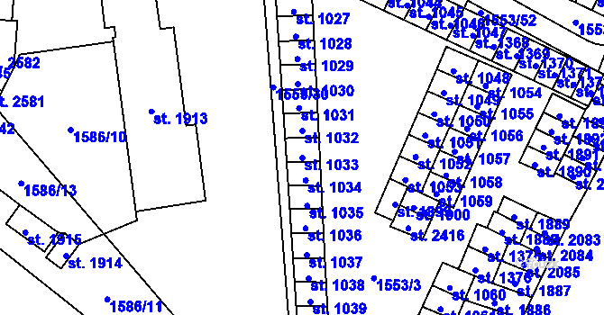 Parcela st. 1033 v KÚ Kateřinky u Opavy, Katastrální mapa