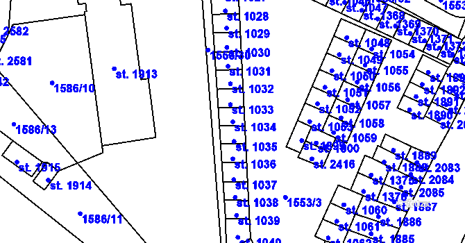 Parcela st. 1034 v KÚ Kateřinky u Opavy, Katastrální mapa