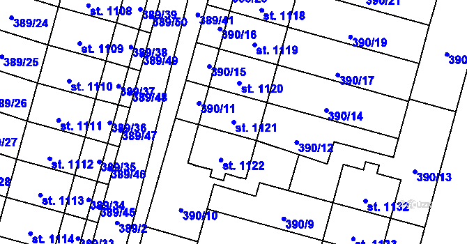 Parcela st. 1121 v KÚ Kateřinky u Opavy, Katastrální mapa