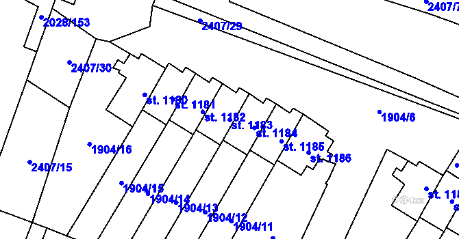 Parcela st. 1183 v KÚ Kateřinky u Opavy, Katastrální mapa