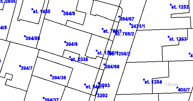 Parcela st. 1256/1 v KÚ Kateřinky u Opavy, Katastrální mapa
