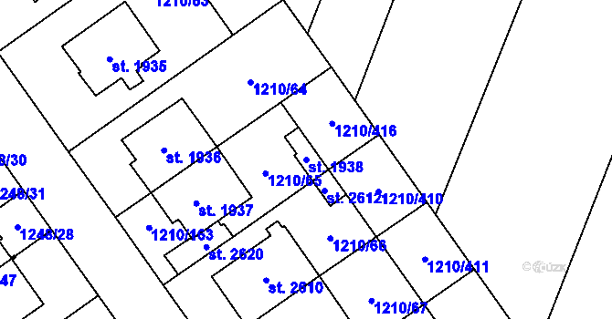 Parcela st. 1938 v KÚ Kateřinky u Opavy, Katastrální mapa