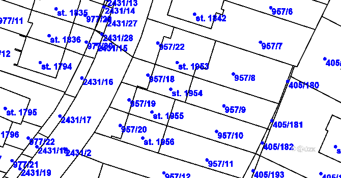 Parcela st. 1954 v KÚ Kateřinky u Opavy, Katastrální mapa