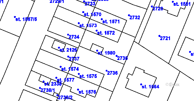 Parcela st. 1980 v KÚ Kateřinky u Opavy, Katastrální mapa