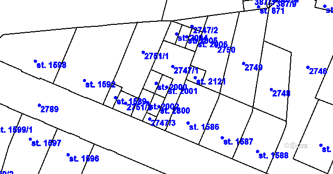 Parcela st. 2001 v KÚ Kateřinky u Opavy, Katastrální mapa