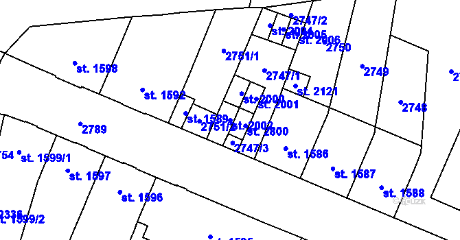 Parcela st. 2002 v KÚ Kateřinky u Opavy, Katastrální mapa