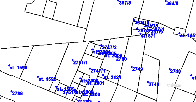 Parcela st. 2005 v KÚ Kateřinky u Opavy, Katastrální mapa