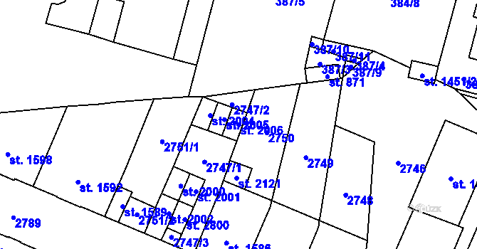 Parcela st. 2006 v KÚ Kateřinky u Opavy, Katastrální mapa