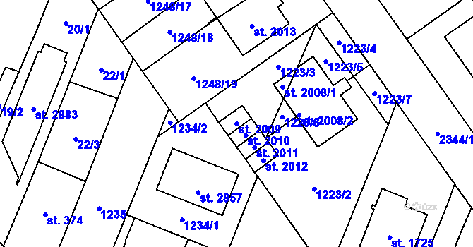Parcela st. 2009 v KÚ Kateřinky u Opavy, Katastrální mapa