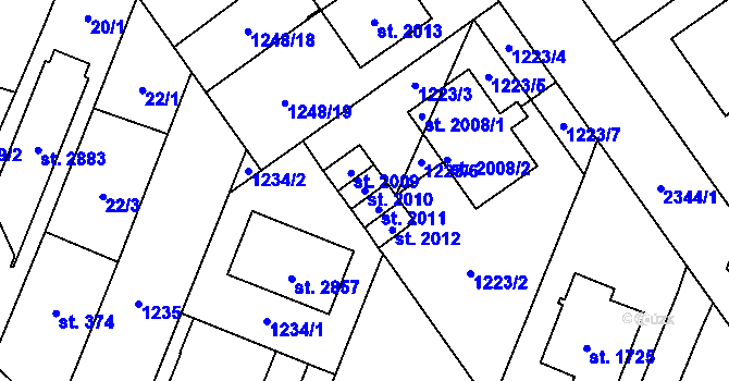 Parcela st. 2010 v KÚ Kateřinky u Opavy, Katastrální mapa